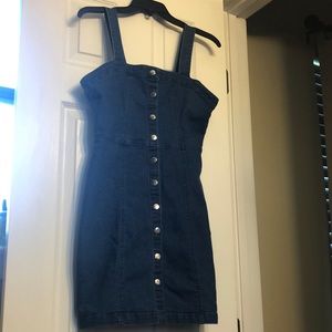Jean Overall dress with silver buttons